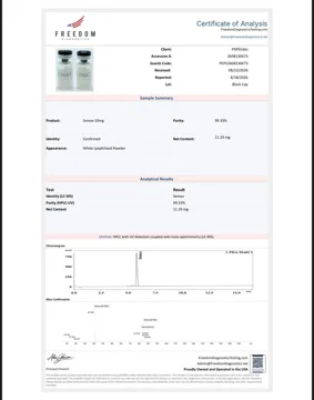 Semax 10mg laboratorinio tyrimo sertifikatas (COA)